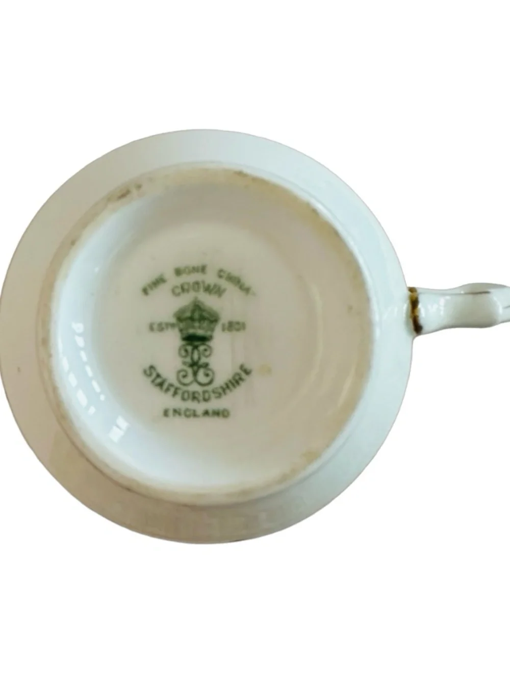 CROWN STAFFORDSHIRE Fine Bone China Teacup Black Gold Gilt Pattern